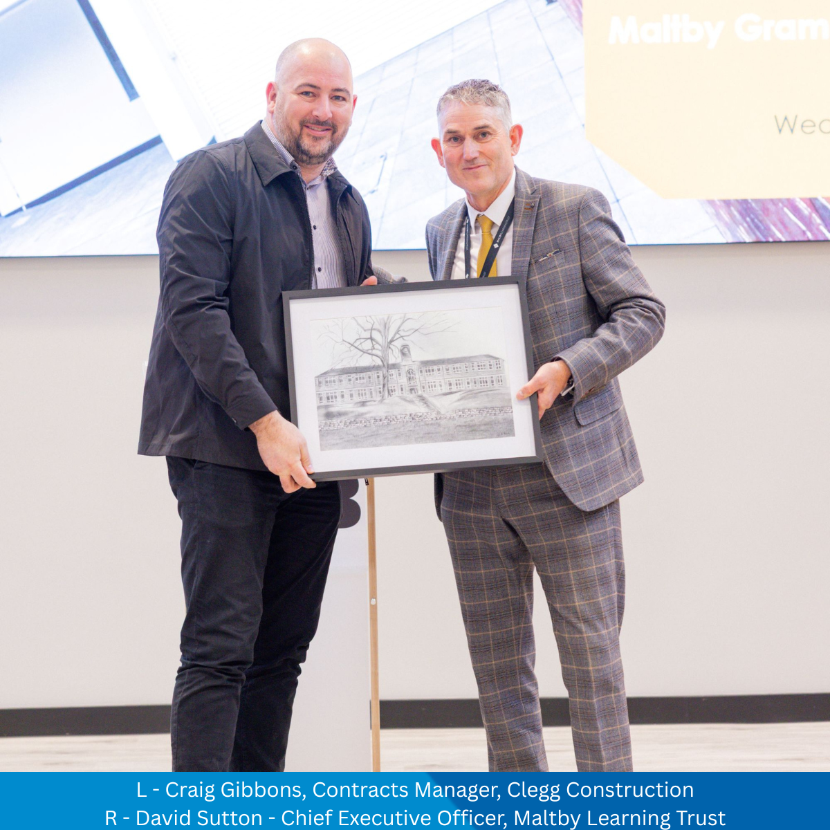 Drawing presented to celebrate Clegg Constructions successful renovation of Maltby Grammar School (Section 1) 